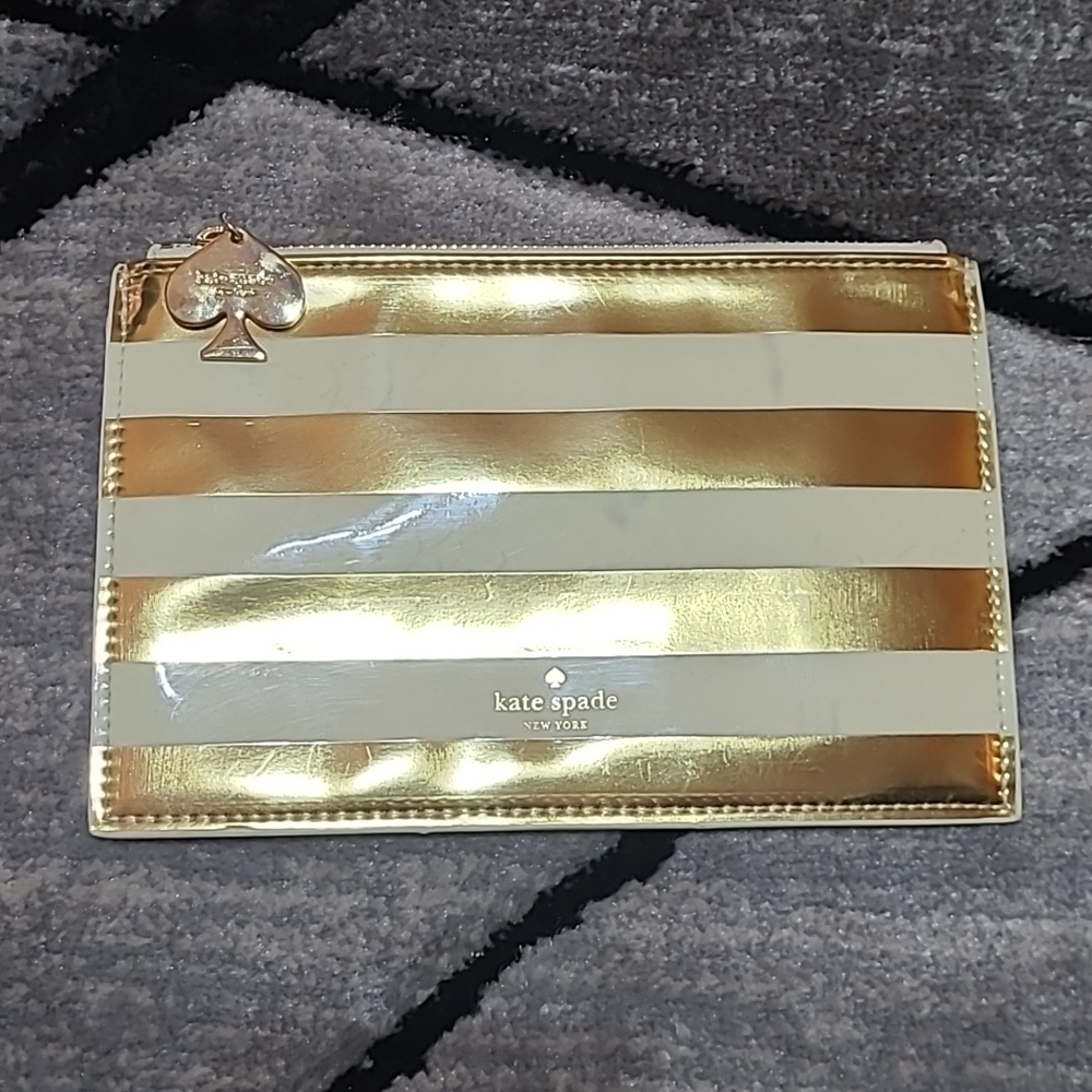 Kate Spade ♠️ New York Gold Strip Charm Pencil Pouch PRICE FIRM